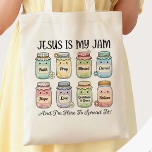 Jesus is my Jam cute Christian canvas Tote Bag
